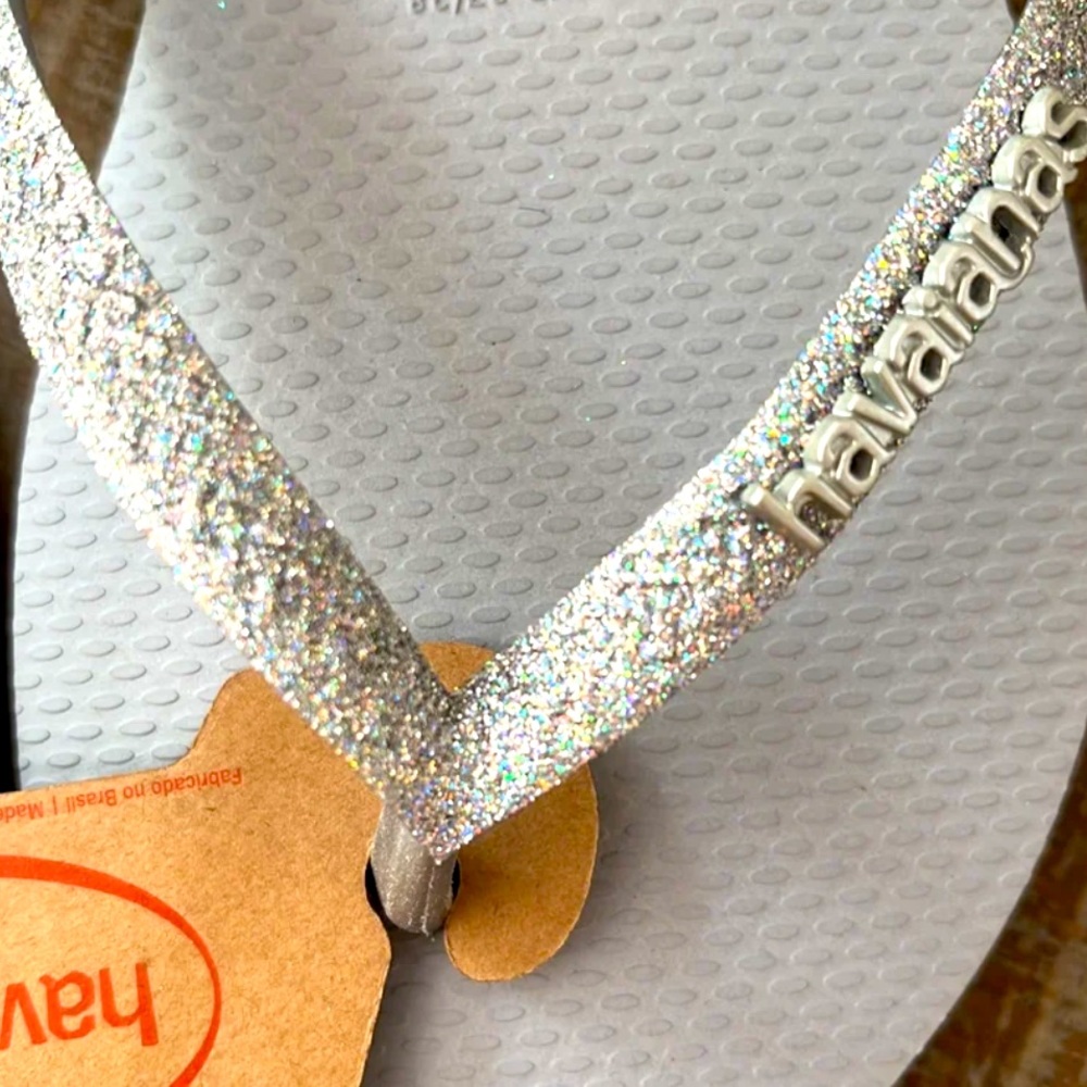 Havaianas Women's Sparkle Sandals in White and Silver-NEW - Picture 2 of 2